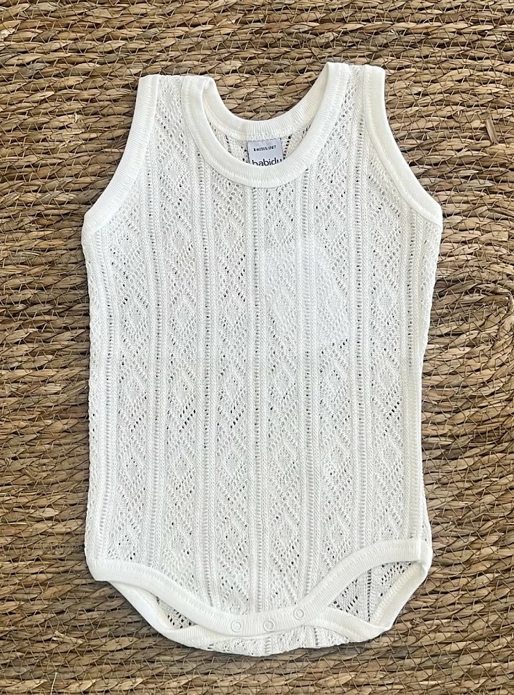 Beige or white perle bodysuit for boy