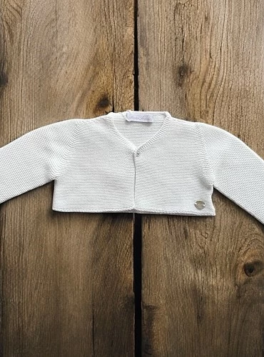 Beige plain knit jacket, 100% cotton