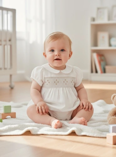 Beige romper for boys with smocking from the Quebec collection