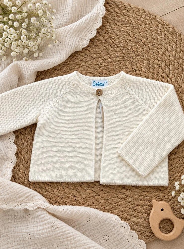 Beige unisex long christening jacket for babies