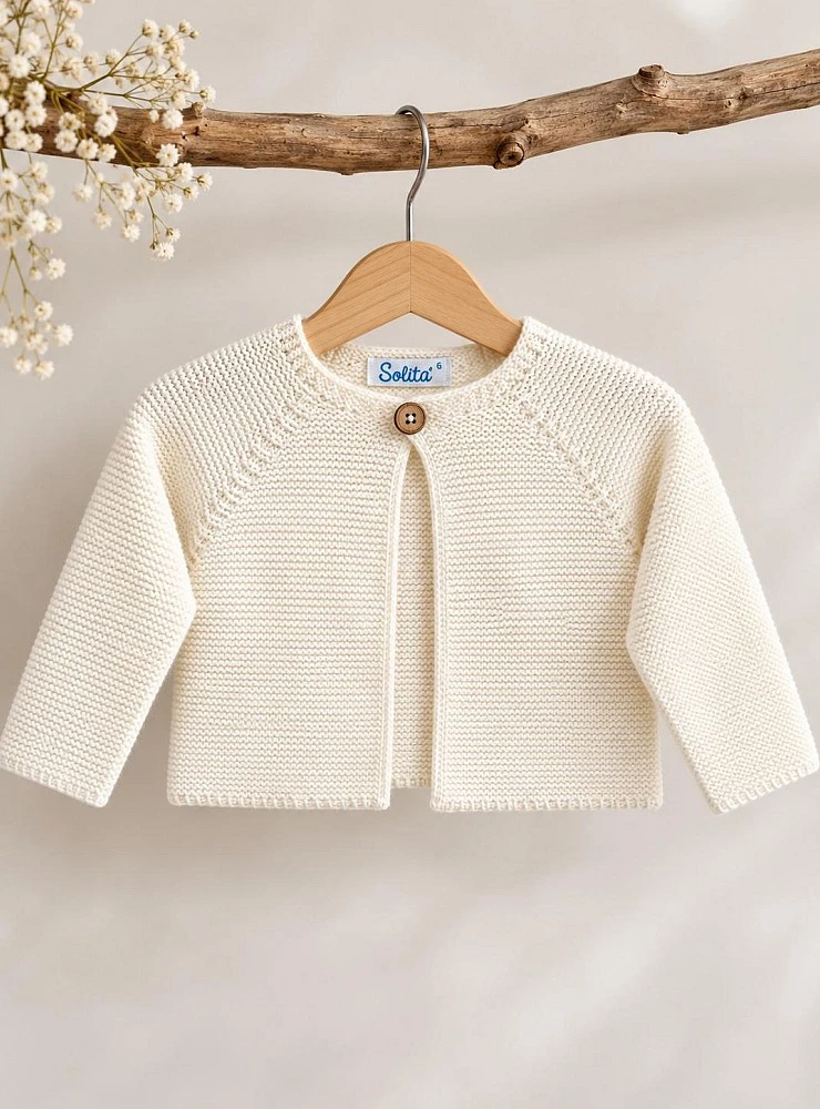 Beige unisex long christening jacket for babies