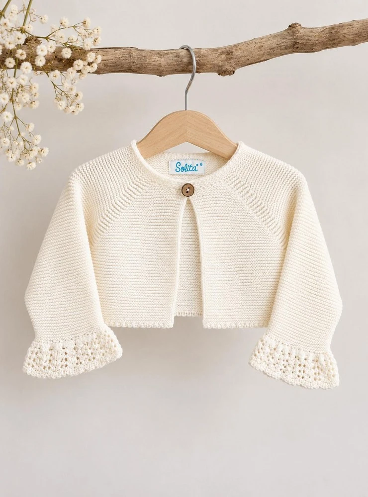 Beige unisex short christening jacket for babies