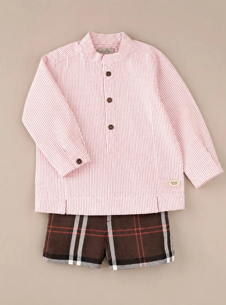 Bellota collection boy's outfit with plaid shirt and trousers
