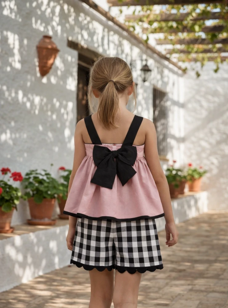 Blouse and shorts set from the Noir collection