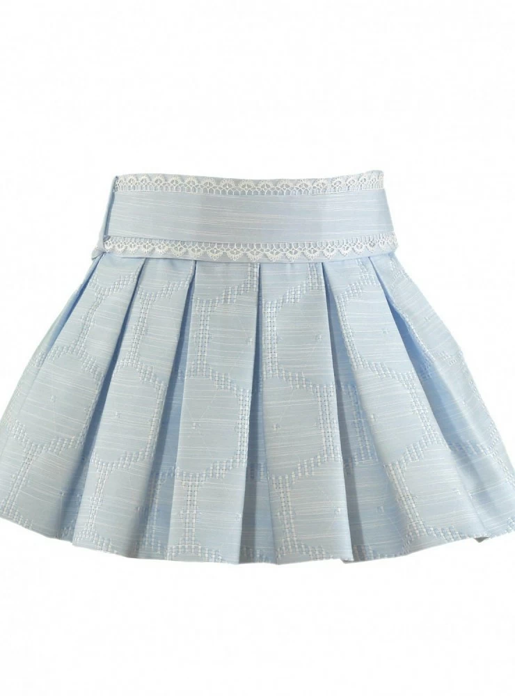 Blouse and skirt set. Raw and light blue.