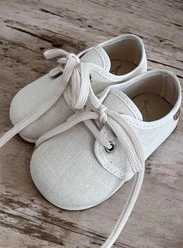 Blucher de cordones en lino verde o crudo. Calzado Respetuoso