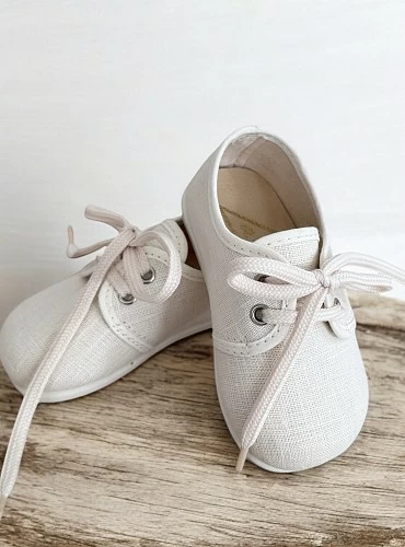 Blucher de cordones en lino verde o crudo. Calzado Respetuoso