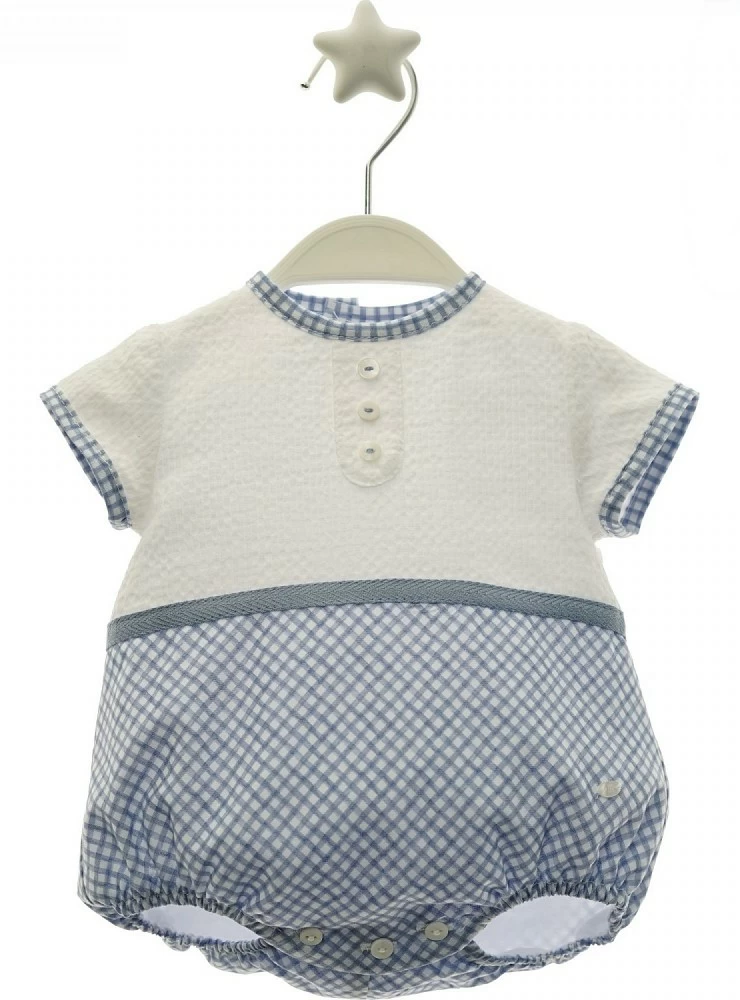 Blue and white unisex romper Amaia collection