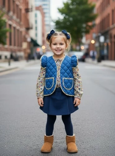 Blue quilted vest from Mon petit bonbon Liberty collection