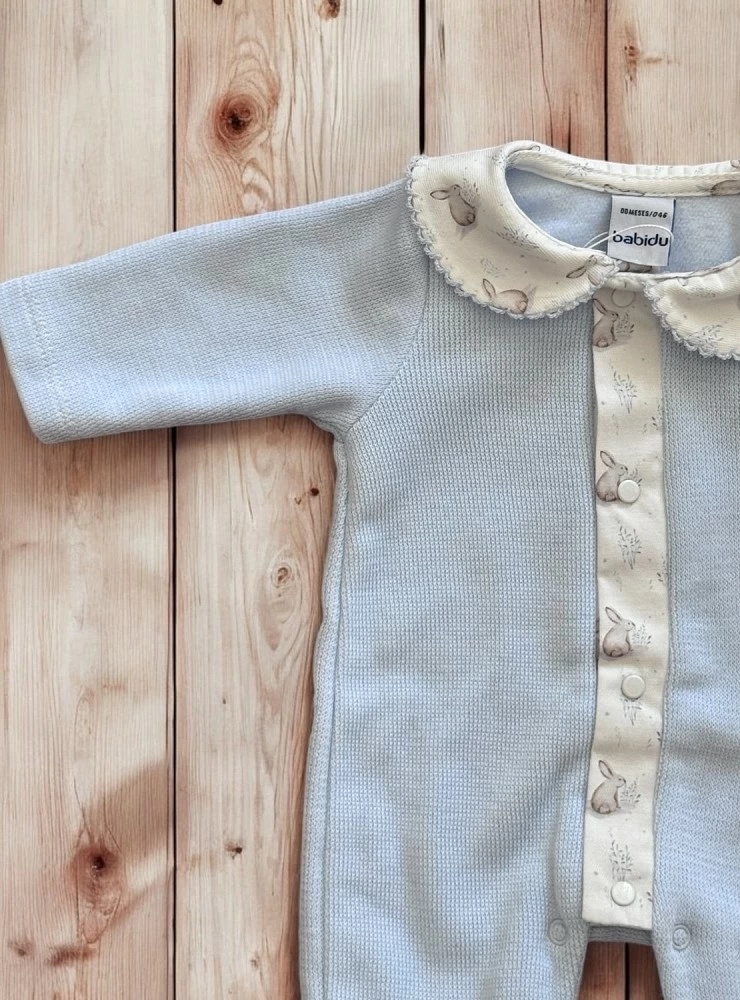 Blue romper for boys, Hare collection
