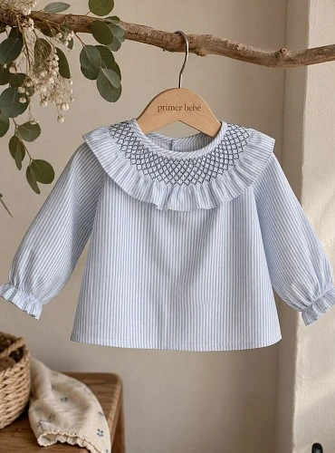 Blusa Niña Colección Caravia Rayas Celestes