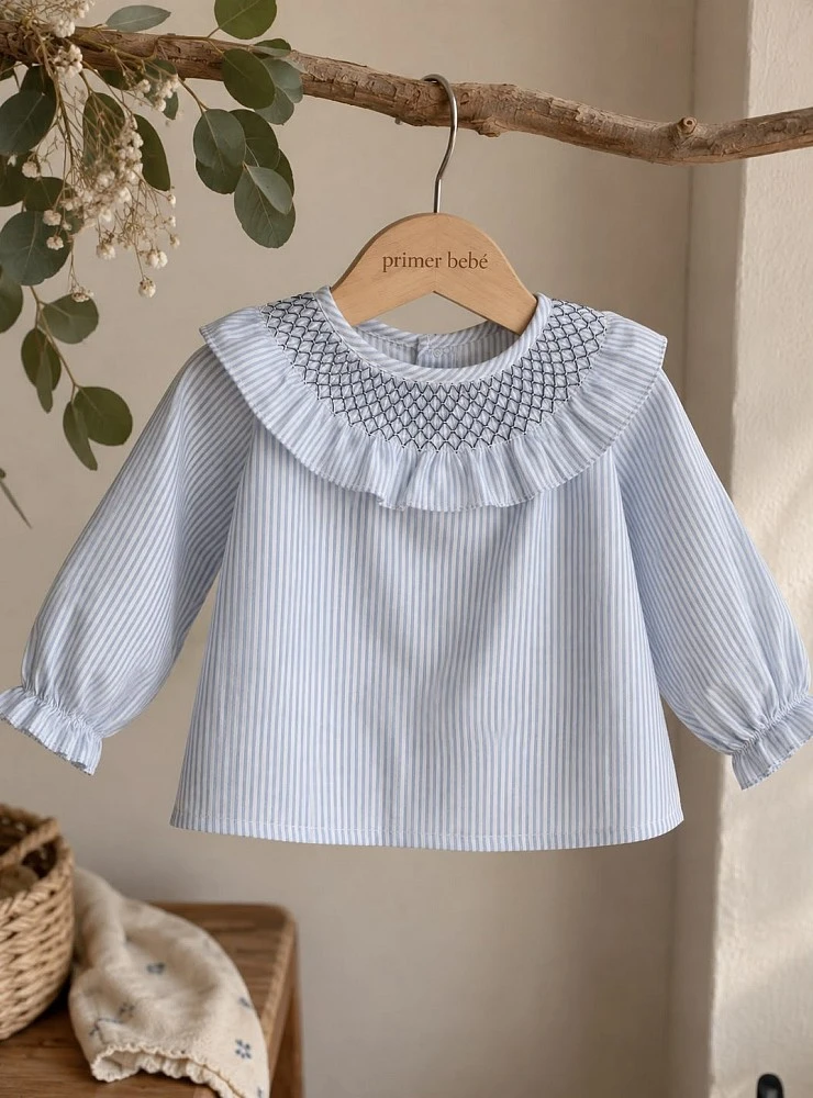 Blusa Niña Colección Caravia Rayas Celestes