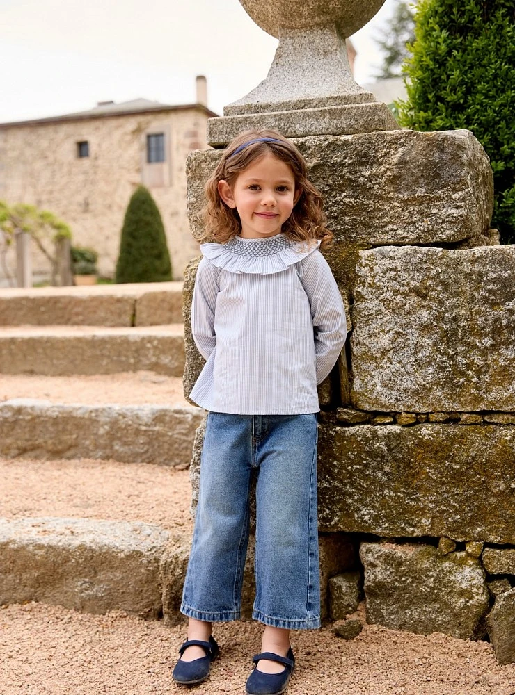 Blusa Niña Colección Caravia Rayas Celestes