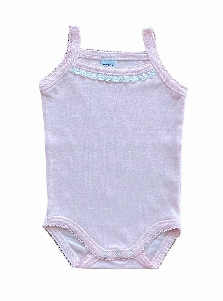 Body unisex con tira bordada y tirantes. 4 colores