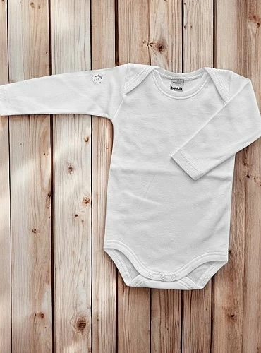 Body unisex de algodón blanco con cuello Americano