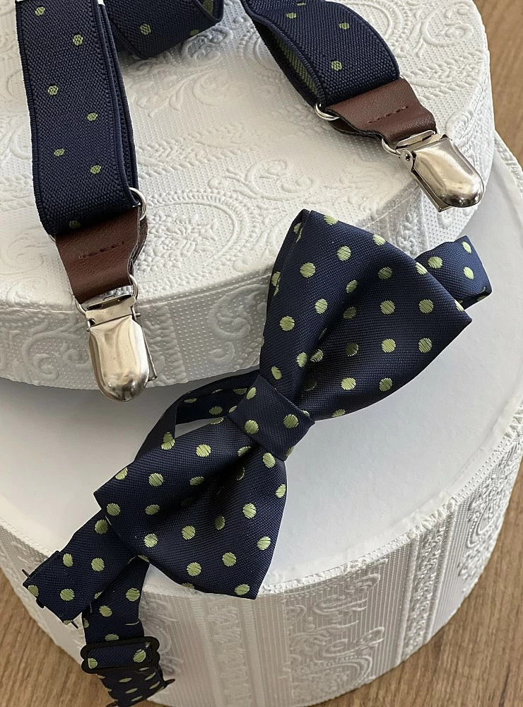 Bow tie and suspenders set for boy. package