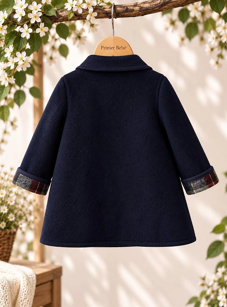 Boys' Austrian coat in navy and brown wool cloth.