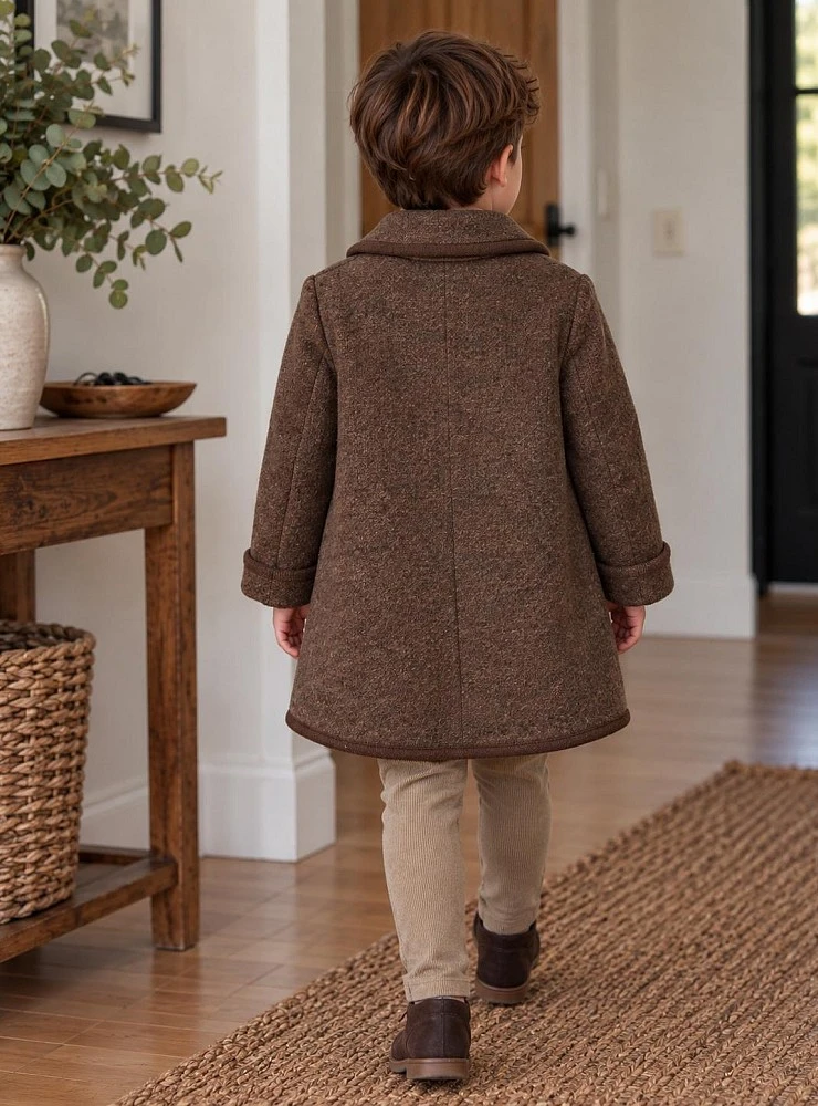Boys' Austrian coat in navy and brown wool cloth.
