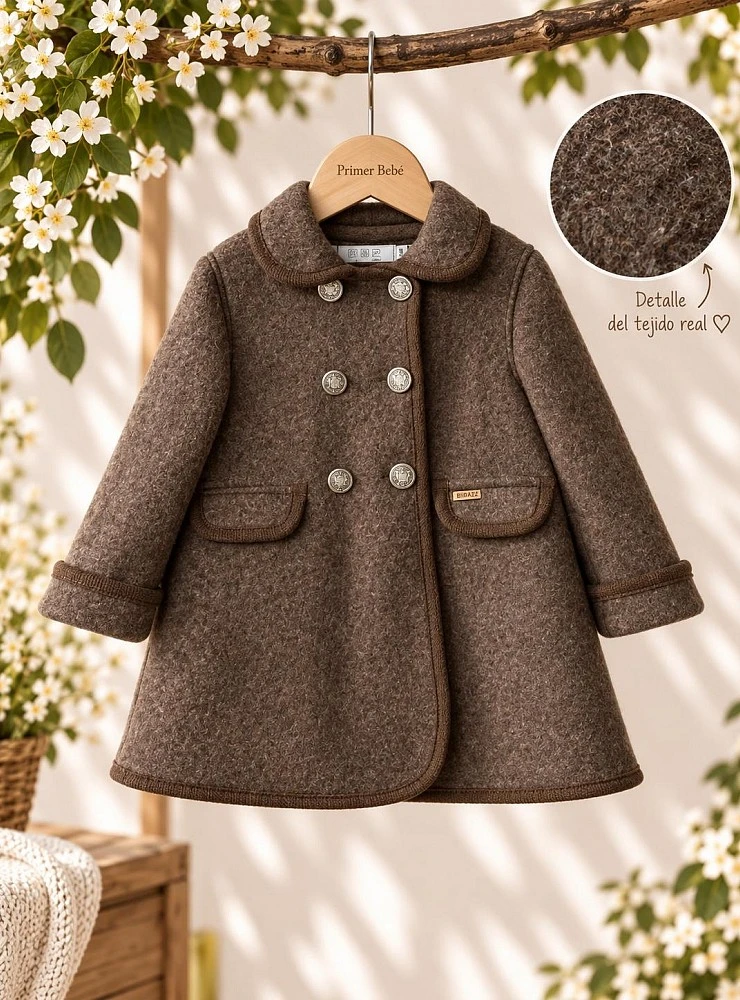Boys' Austrian coat in navy and brown wool cloth.