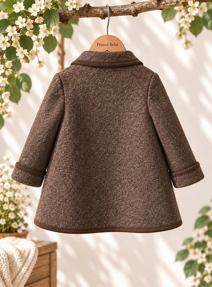 Boys' Austrian coat in navy and brown wool cloth.