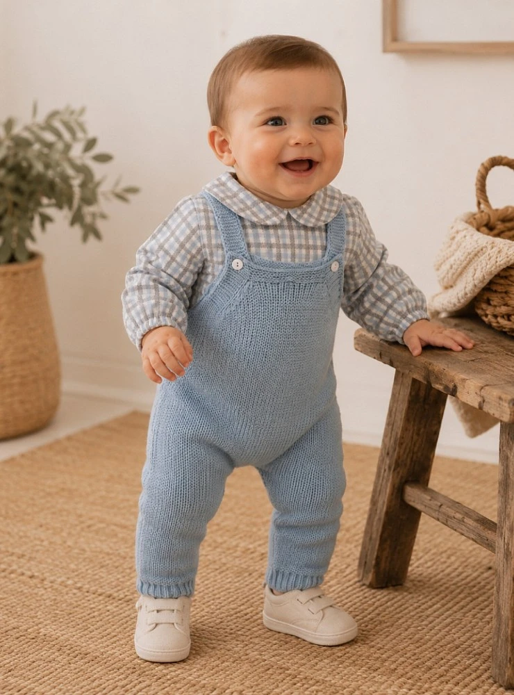 Boy's dungarees and blouse set from the Nube collection