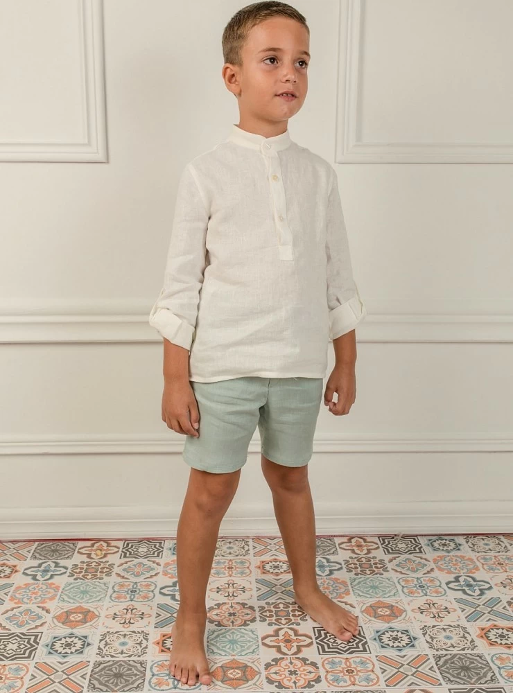 Boy's linen trousers with sash. three colors