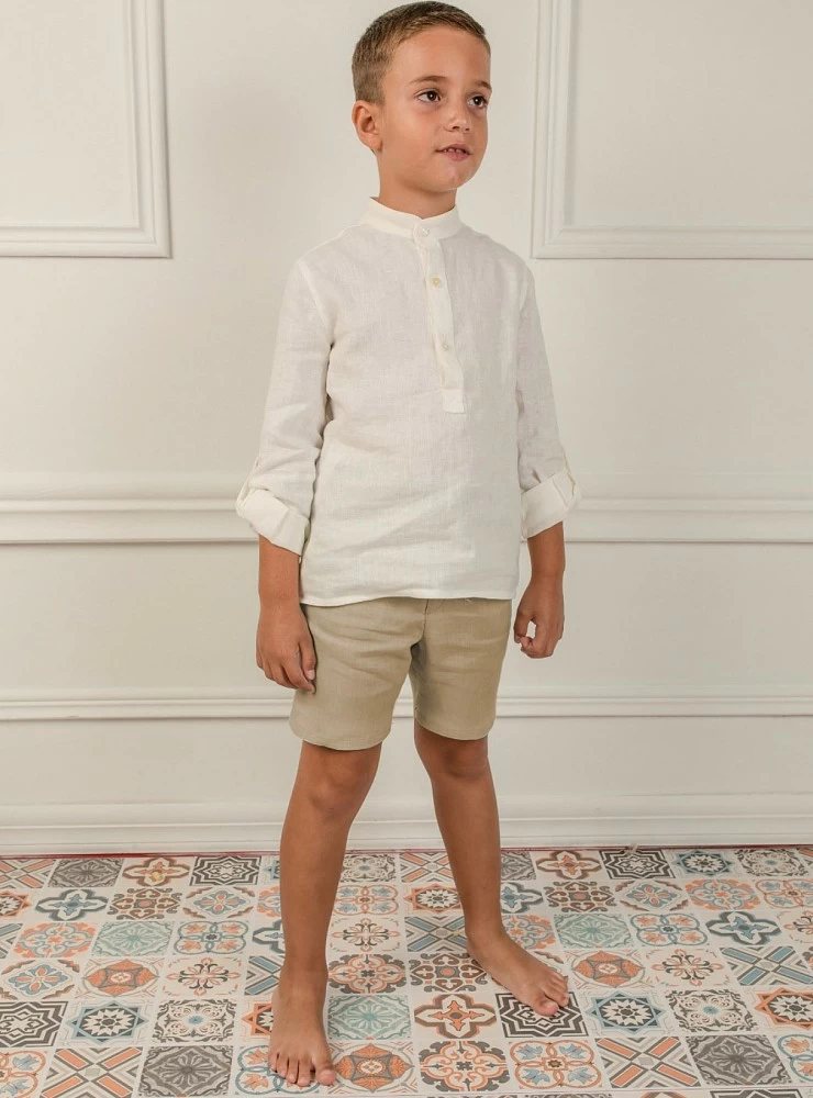 Boy's linen trousers with sash. three colors