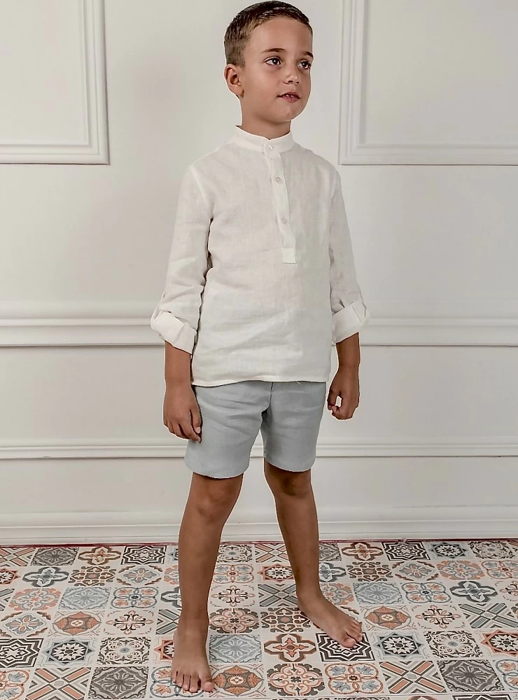 Boy's linen trousers with sash. three colors