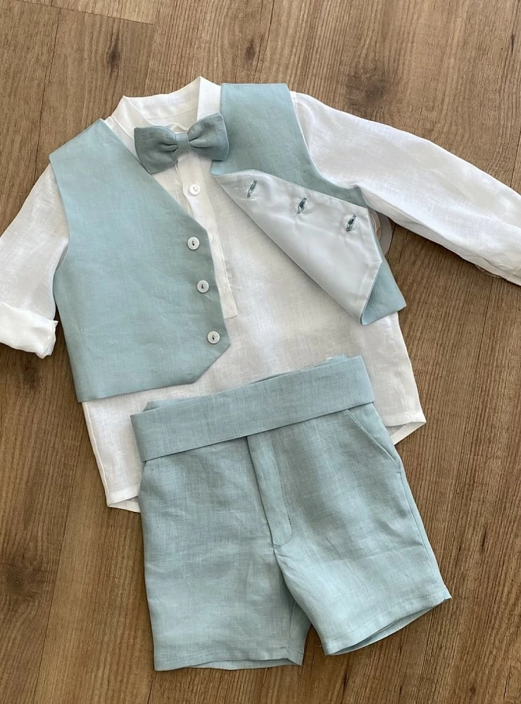 Boy's linen trousers with sash. three colors