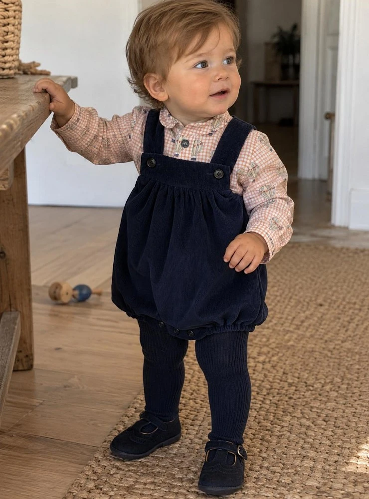 Boys' Navy Corduroy Dungarees and Balloon-Print Blouse Set – Balloons Collection