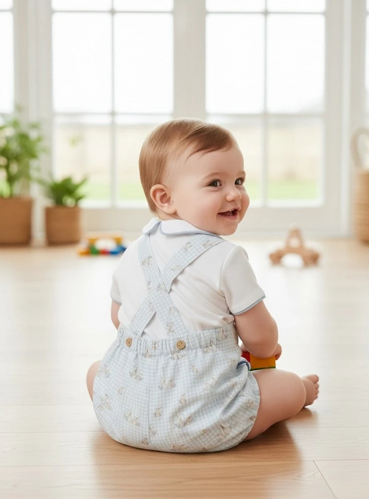 Boy's outfit: Shirt and bib from the Clay collection