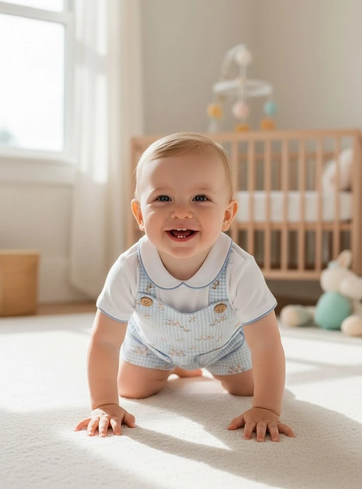 Boy's outfit: Shirt and bib from the Clay collection