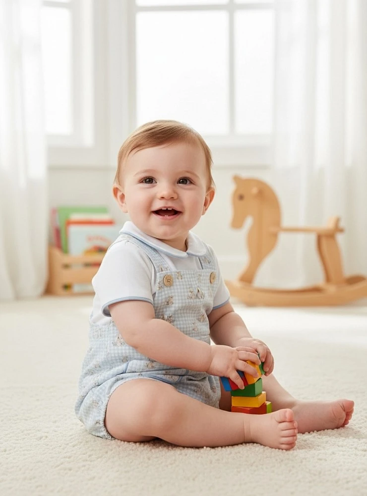 Boy's outfit: Shirt and bib from the Clay collection