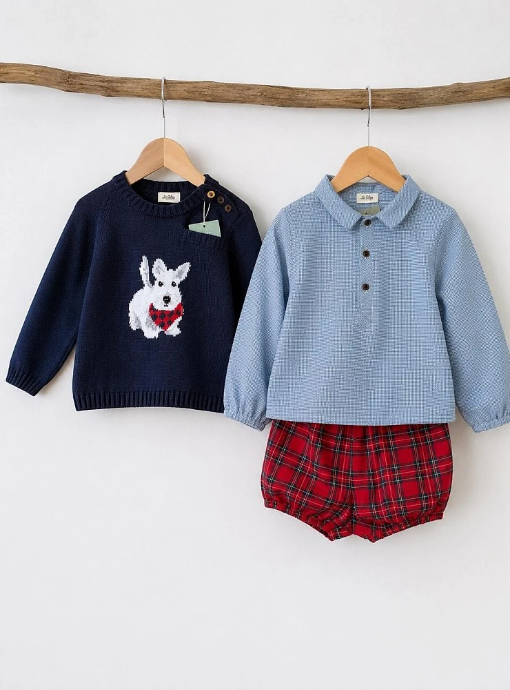 Boy's outfit with sweater, shirt and shorts, Terrier Collection by Lolittos