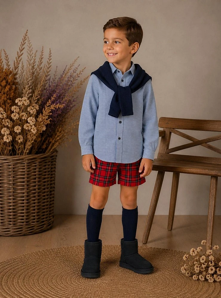 Boy's outfit with sweater, shirt and shorts, Terrier Collection by Lolittos