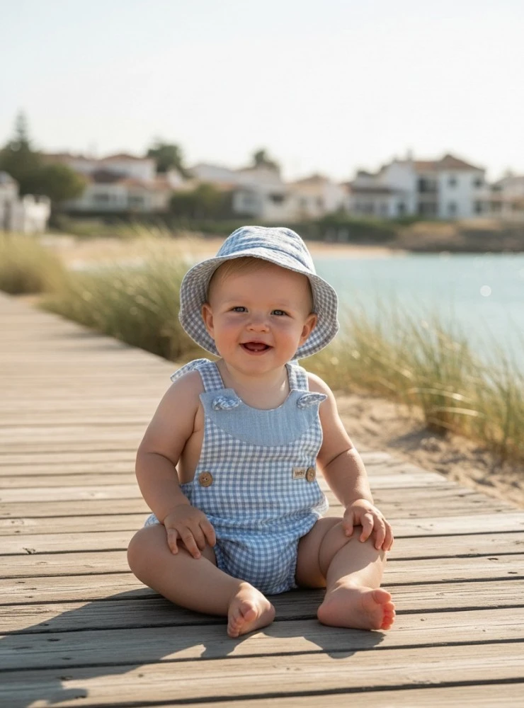 Boy's outfit. Romper and hat. Provencal Collection