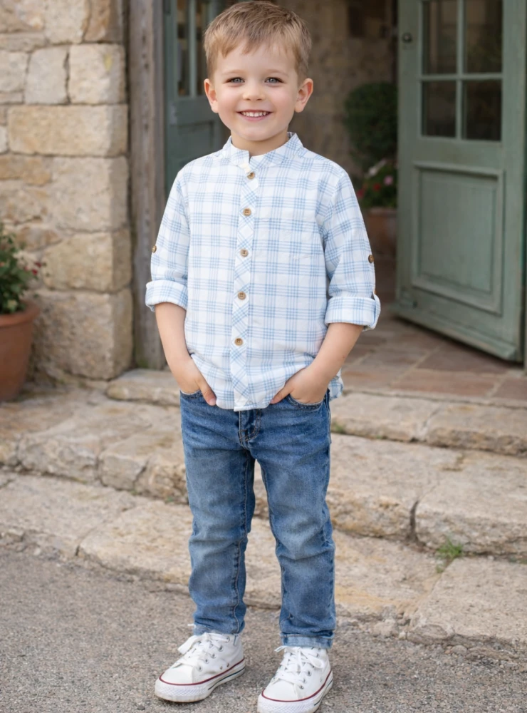 Boys' plaid shirt in 100% cotton, Ottawa collection