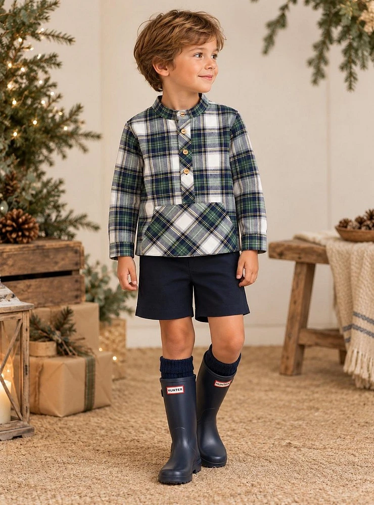 Boys Set Checkered Shirt and Navy Pants Anastasia La Peppa Collection