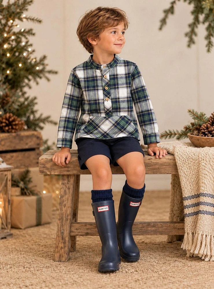 Boys Set Checkered Shirt and Navy Pants Anastasia La Peppa Collection