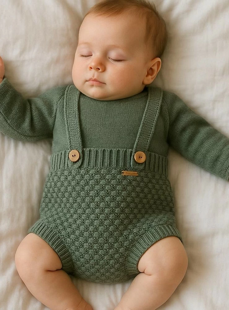 Boys' set in merino wool, Moss collection