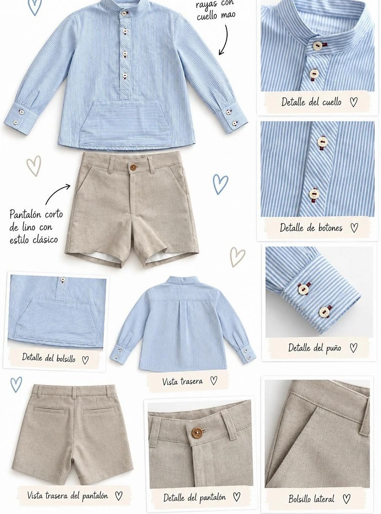 Boys' Set Shirt and Shorts Preppy Snowflake Collection