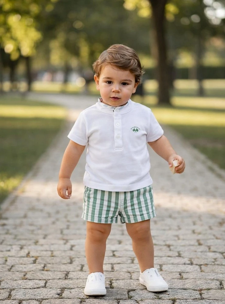 Boys' striped polo shirt and trousers set