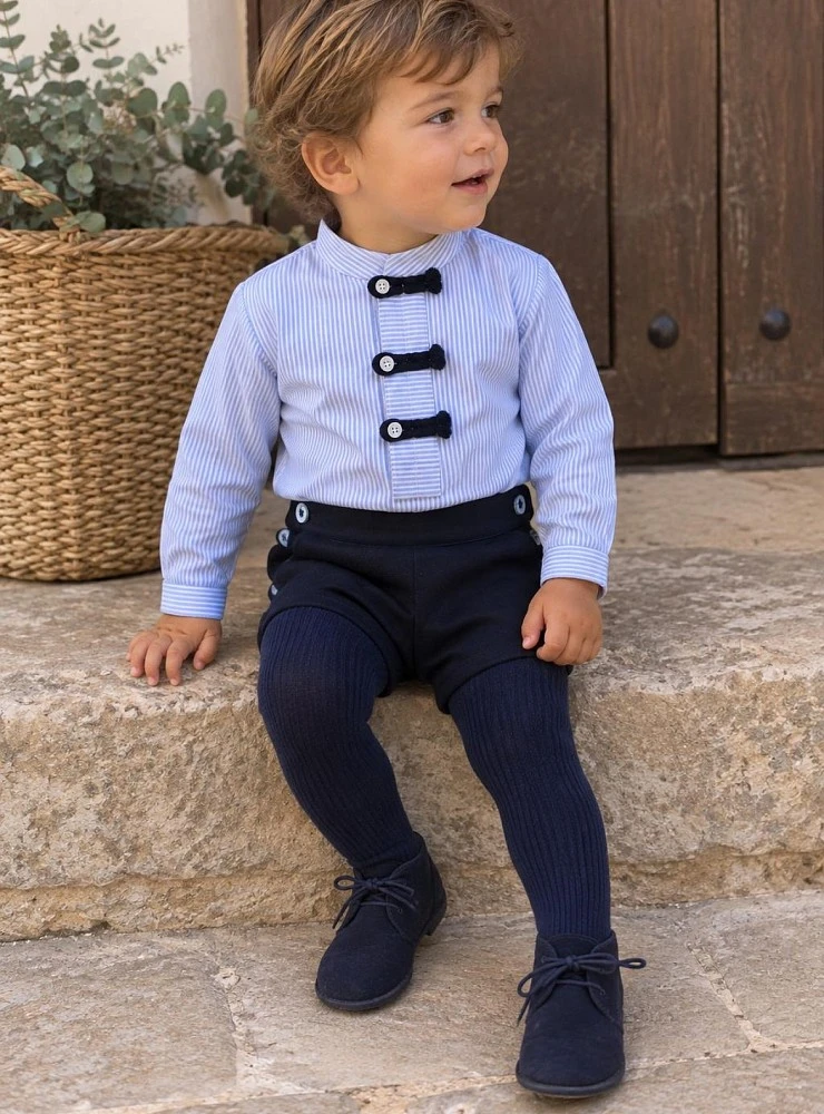 Boys' Striped Shirt and Navy Trousers Set