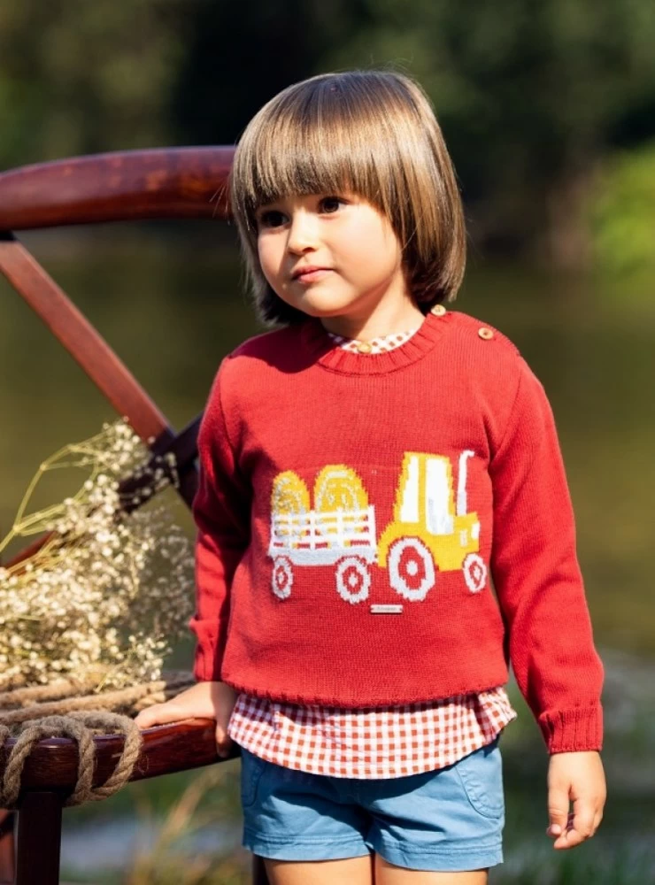 Boy's sweater with Foque Tractor print