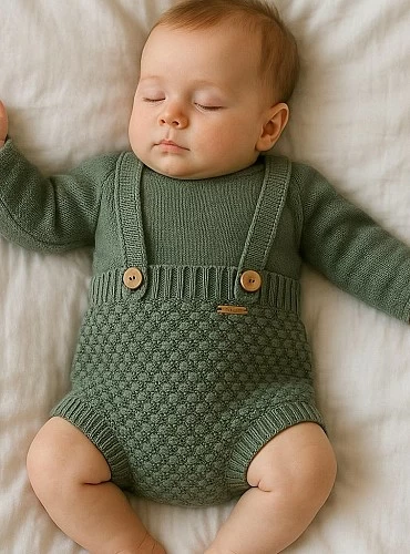 Boys' set in merino wool, Moss collection