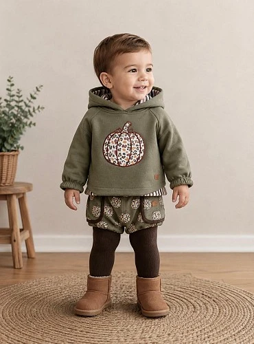 Boys' set: sweatshirt and bloomers in drier green – Pumpkin Collection