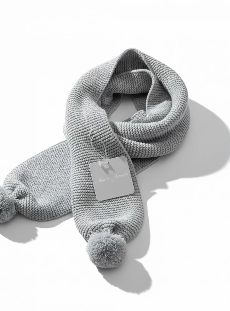 Bufanda unisex de punto con borlas