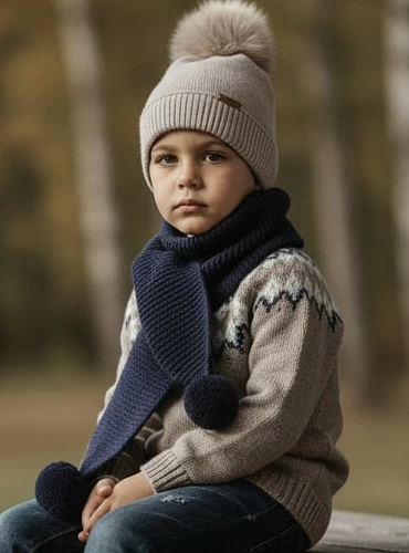 Bufanda unisex de punto con borlas