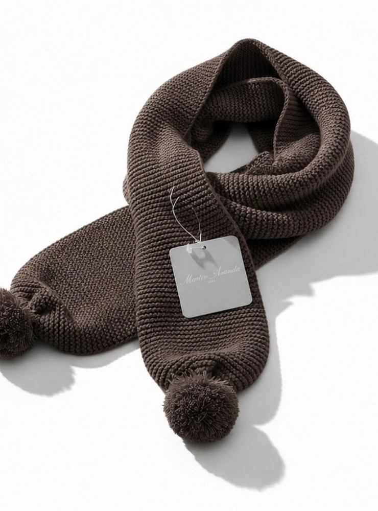 Bufanda unisex de punto con borlas