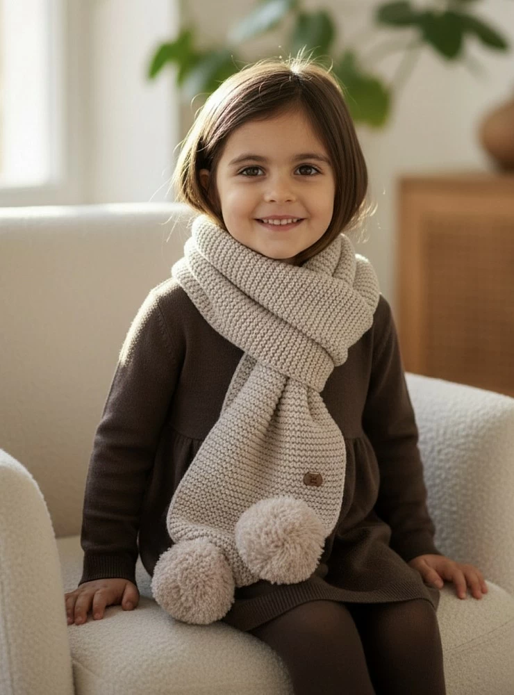 Bufanda unisex de punto con borlas